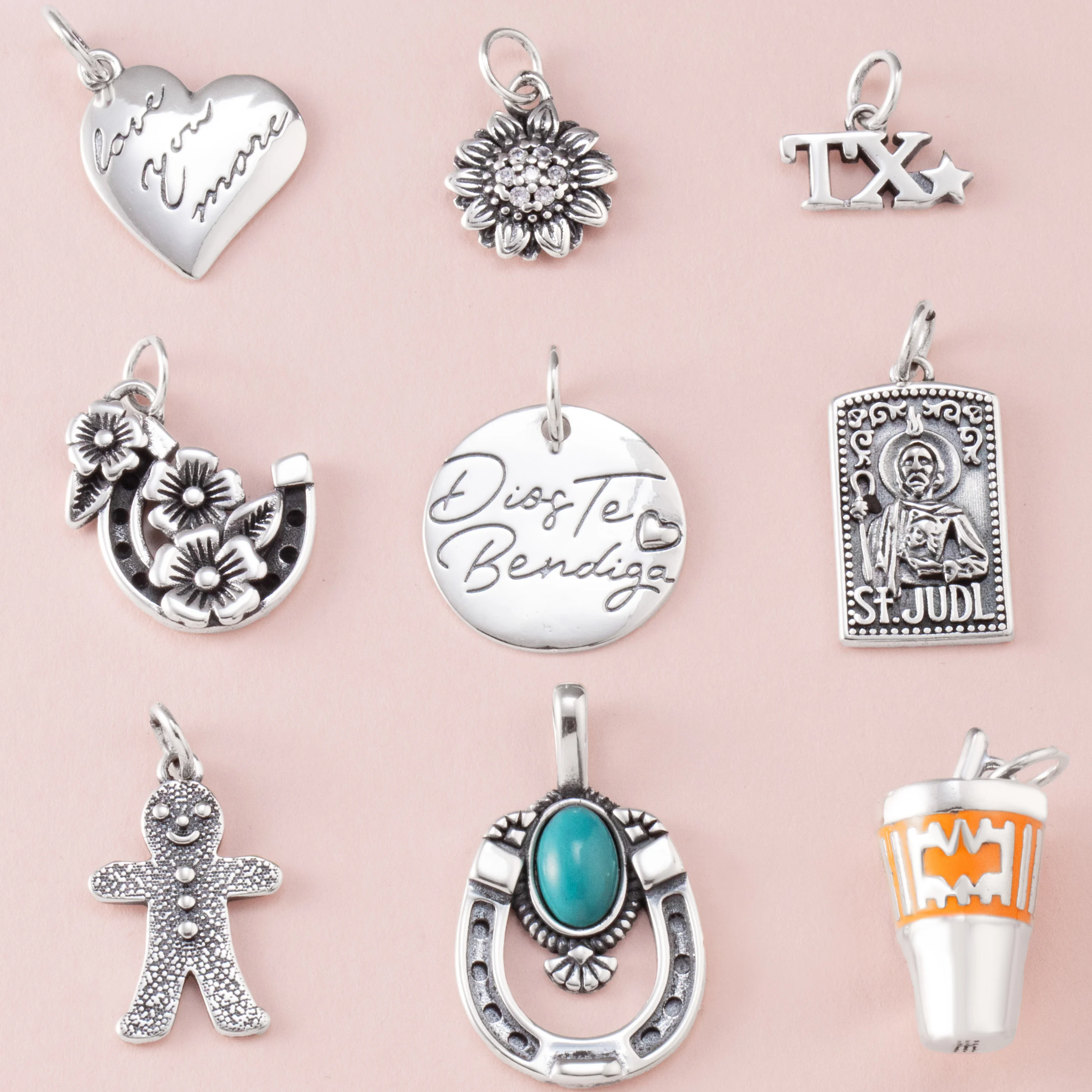 سلسلة المجوهرات الفضية S925 جيمس أفيري ريترو: عباد الشمس، سانت جود، حدوة الحصان، وغيرها من الأساور/القلائد التي تصنعها بنفسك