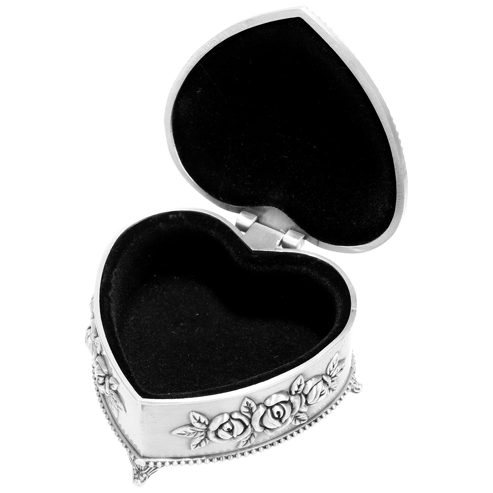 Unique Heart Shaped Jewelry Box Alloy Storage Holder Exquisite Craftsmanship Long Lasting Use Female Gift Jewelry Embossment Jar