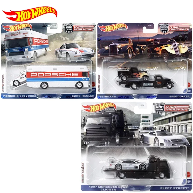 Hot Wheels Original Car Culture Team Transport Benz Fleet Street Willys Porsche 959 Vehicle Toys for Boys 1/64 Model Real Riders