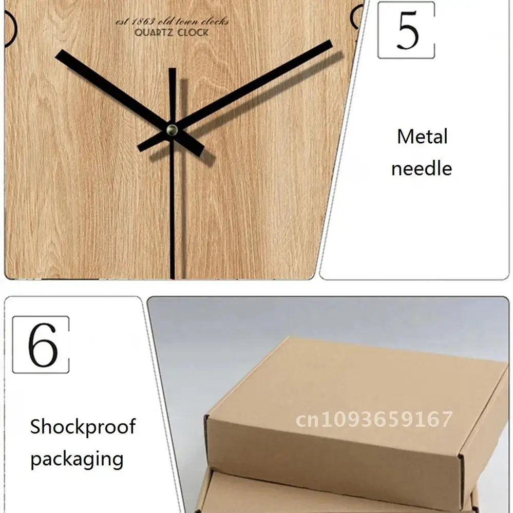 

Vintage Wood Grain Wall Clock Dial Simple Living Room Clock Watch Creative Decoration Home Hanging Number Wall Silent Large