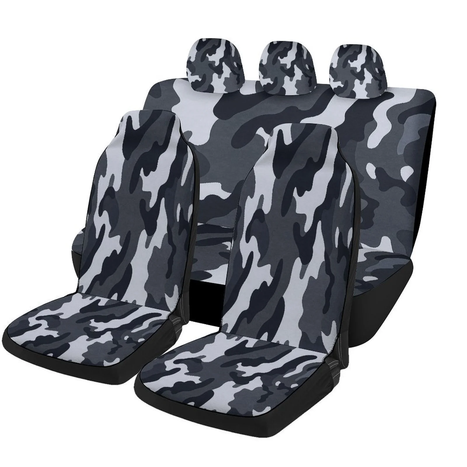 Camouflage Pattern Designed Car Seat Covers Set For Most Cars, Trendy Breathable Decorative Car Seat Protector Covers Full Set,