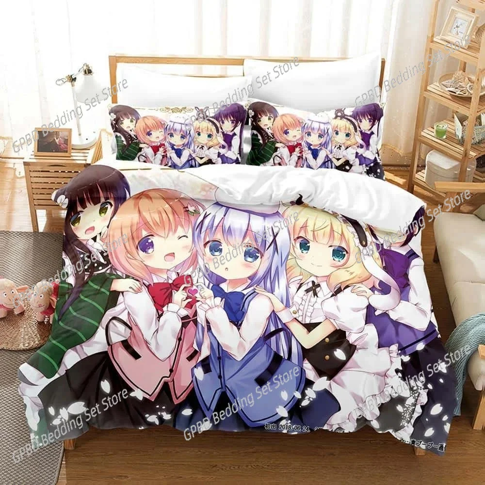 Is the Order a Rabbi Bedding Set Single Twin Full Queen King Size Bed Set Adult Kid Bedroom Duvet cover Sets Anime Bed Sheet Set