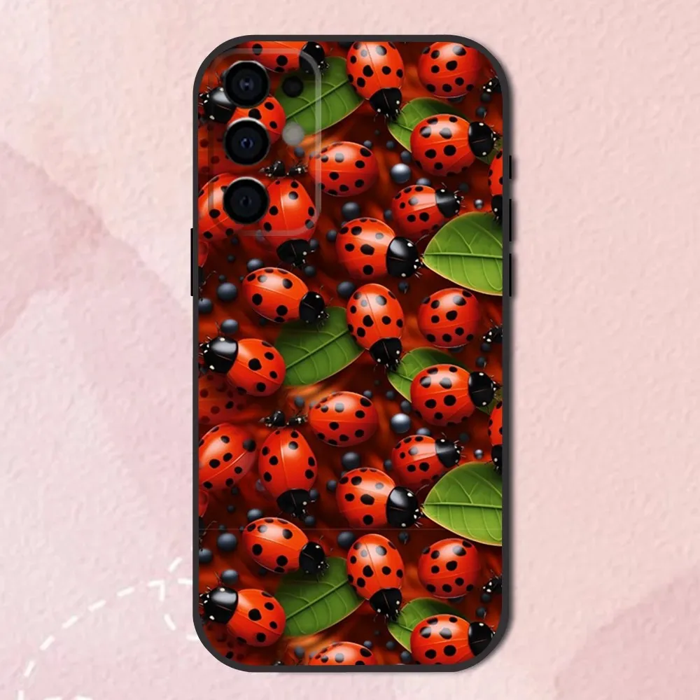 Insect Beautiful Ladybugs Phone Case For Samsung S24,S21,S22,S23,S30,Ultra,S20,Plus,Fe,Lite,Note,10,9,5G Black Soft Cover