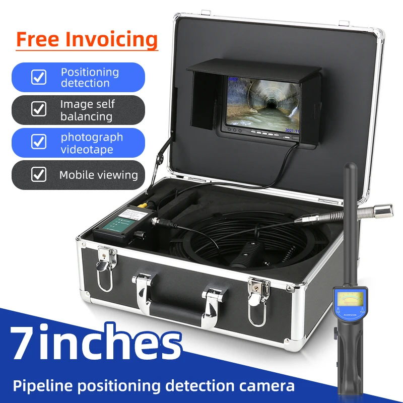 Sewer Inspection Camera 512Hz Locator 7 9 Inch IPS AHD Video 1080P G Screen DVR Card Meter Counter for Drain Inspection Pipe