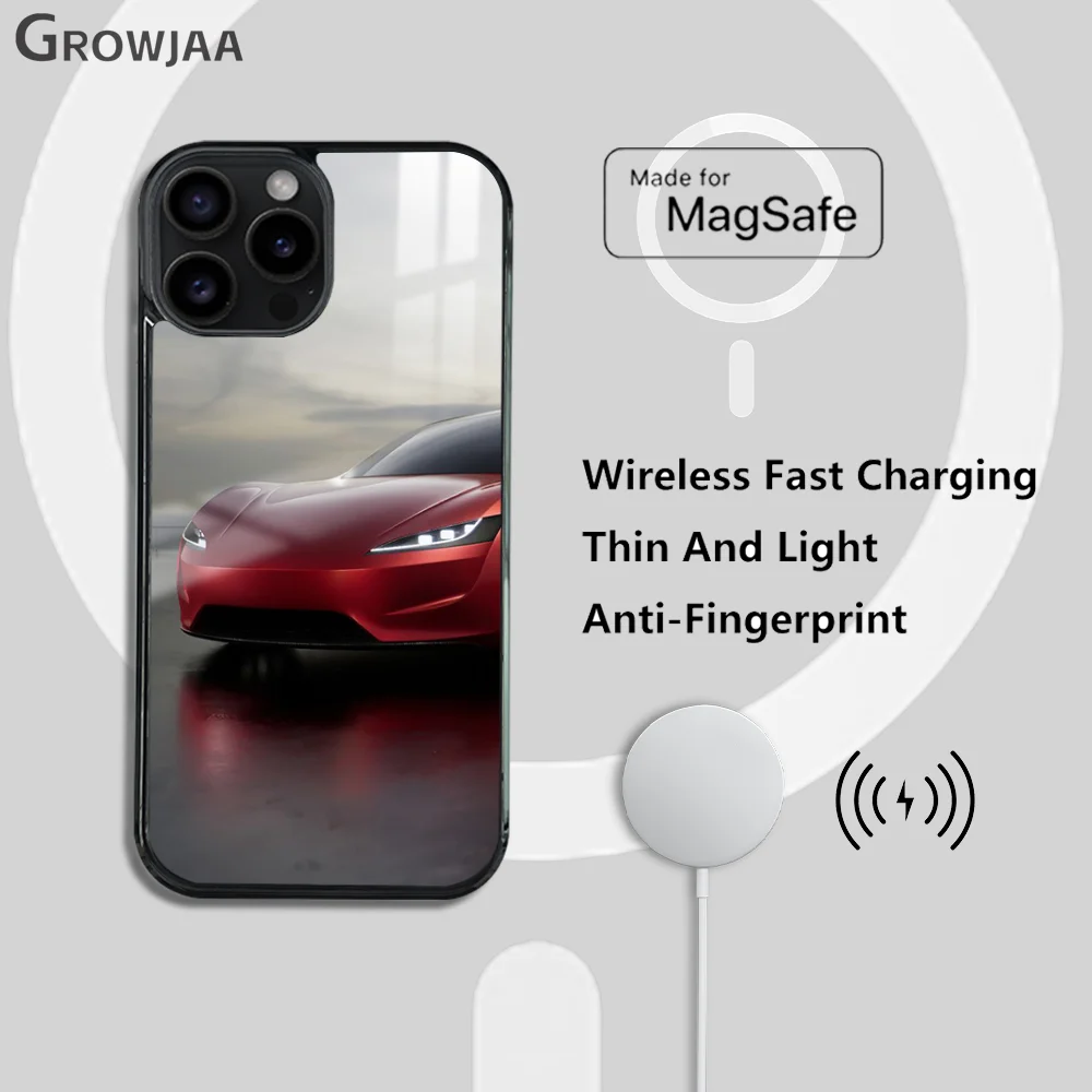 New energy electric T-Teslaes Car Magsafe Phone Case For iPhone 15 14 13 12 11 Pro Max Plus Mini Mirror Magnetic Cover Funda image 4