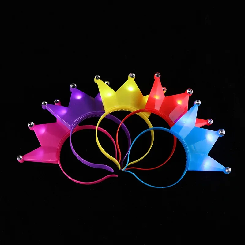 20pcs Light Up LED Crown Tiara Princess Headbands  Flashing Hairbands Glow   Birthday Costume Party Christmas Navidad