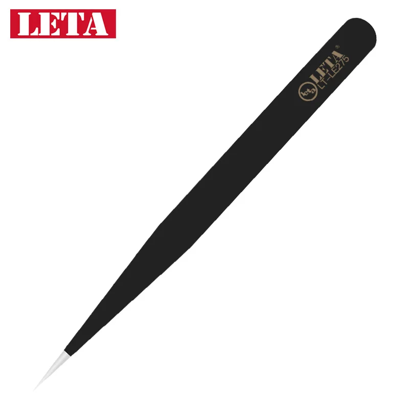 13.5cm long pointed tweezers, stainless steel tweezers, blackened version