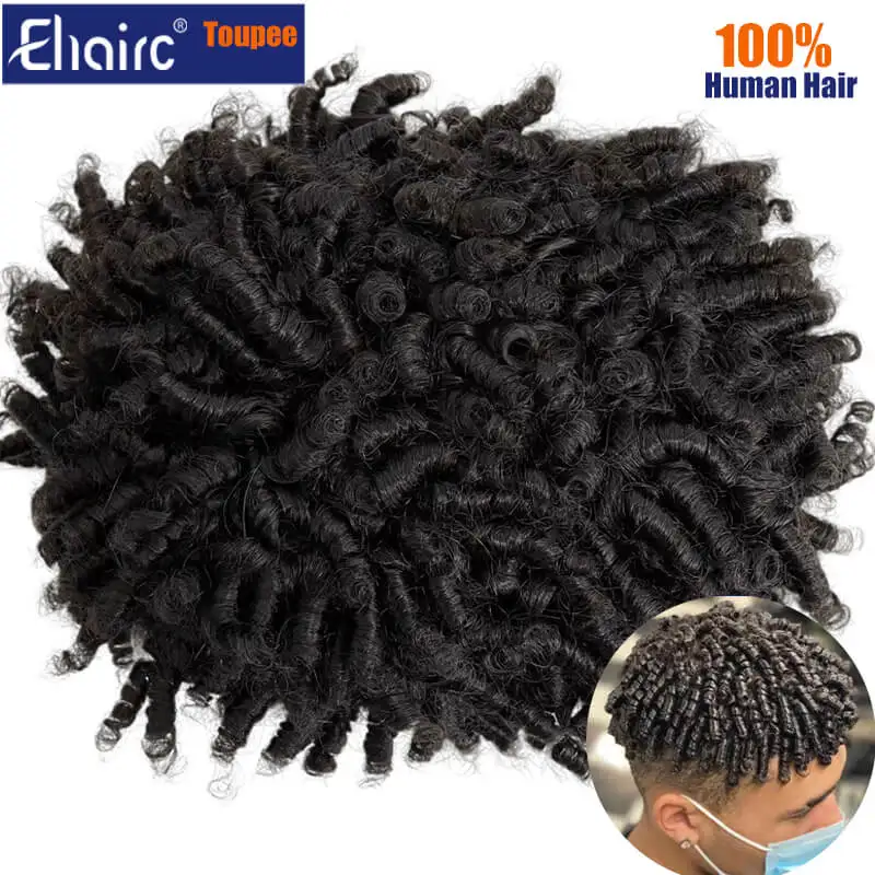 

Funmi Curly Hair Silk Base For Black Men Afro Human Hair Toupee Breathable Male Hair Prosthesis 7" Male Wig Exhuast Systems