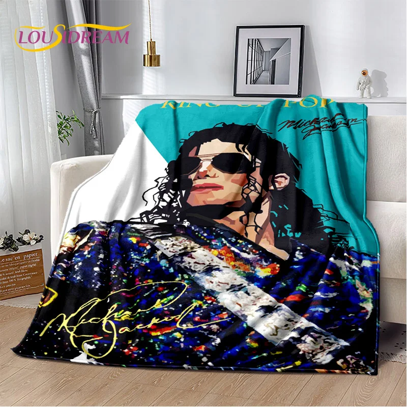 Pop 3D yumuşak peluş battaniye MJ Michael Jackson kral, flanel battaniye atmak battaniye oturma odası yatak kanepe piknik çocuklar için