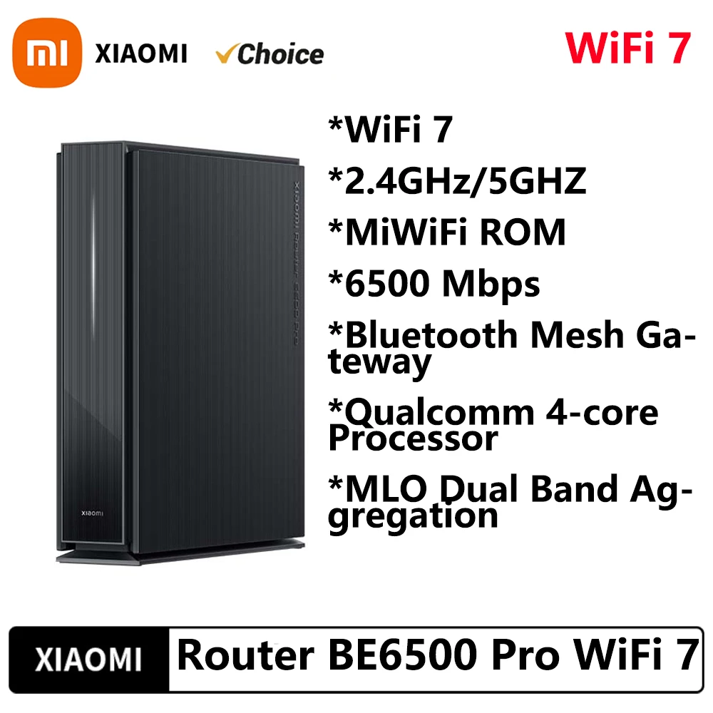 

Xiaomi Router BE6500 Pro WiFi 7 2.4/5GHz Mesh Dual Band Qualcomm 4-Core Processor