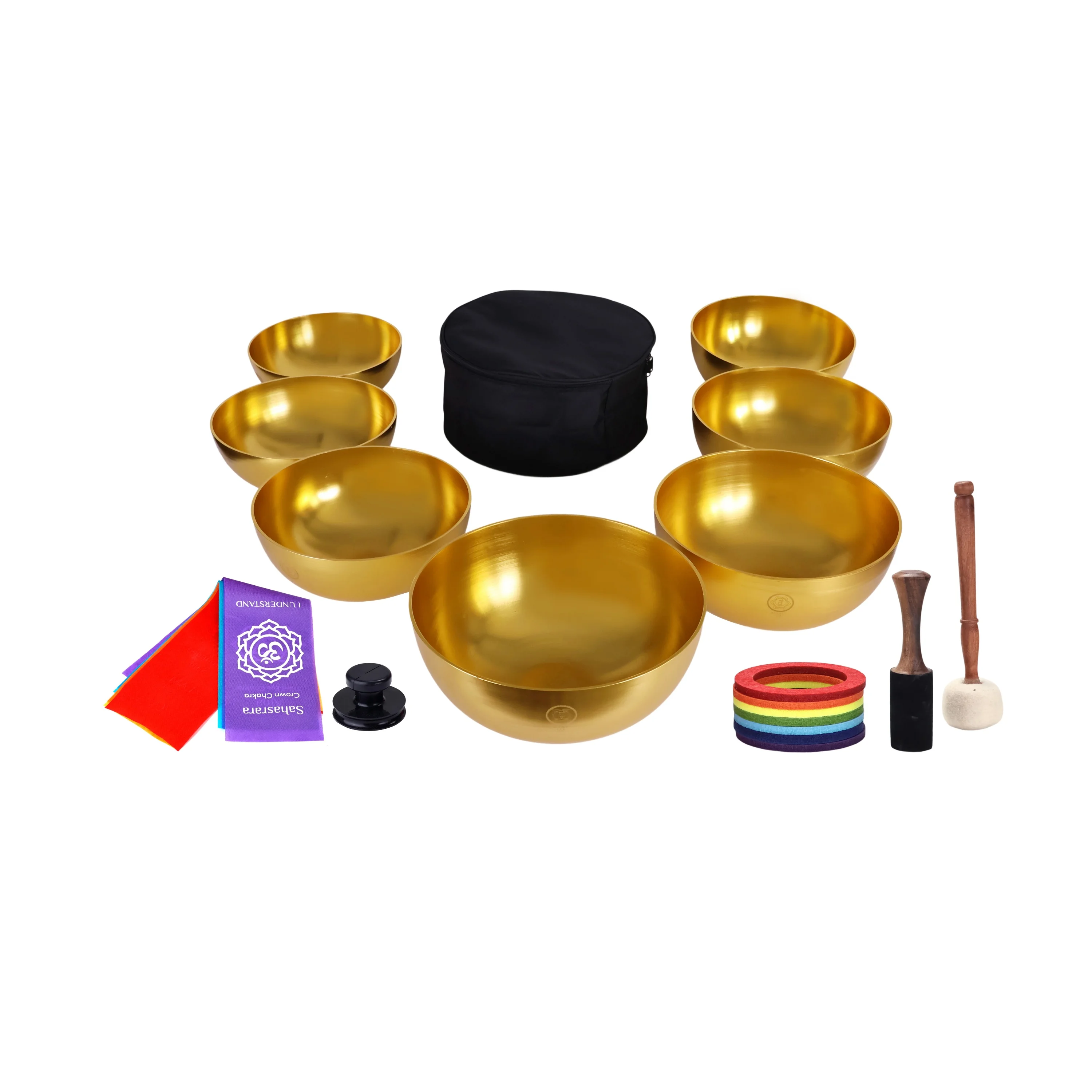

Music Bowls Full Chakra Set Golden Of Schumann Frequency Therapy For Sound Healing Bath Ideal For Meditation Yoga