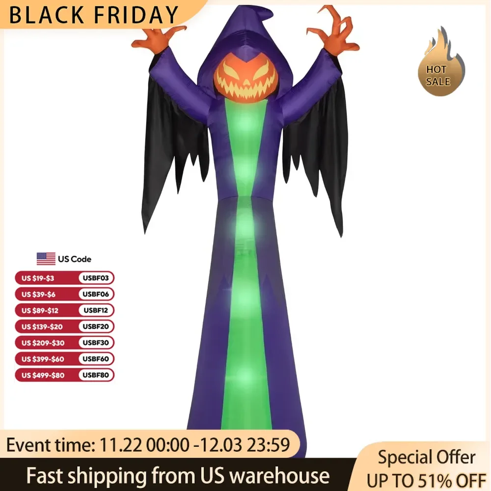 Halloween Decoration 18' Airblown Inflatable Halloween COLOSSAL Pumpkin Decoration 18’ Tall x Over 7 ½’ Wide x Over 4’ Deep