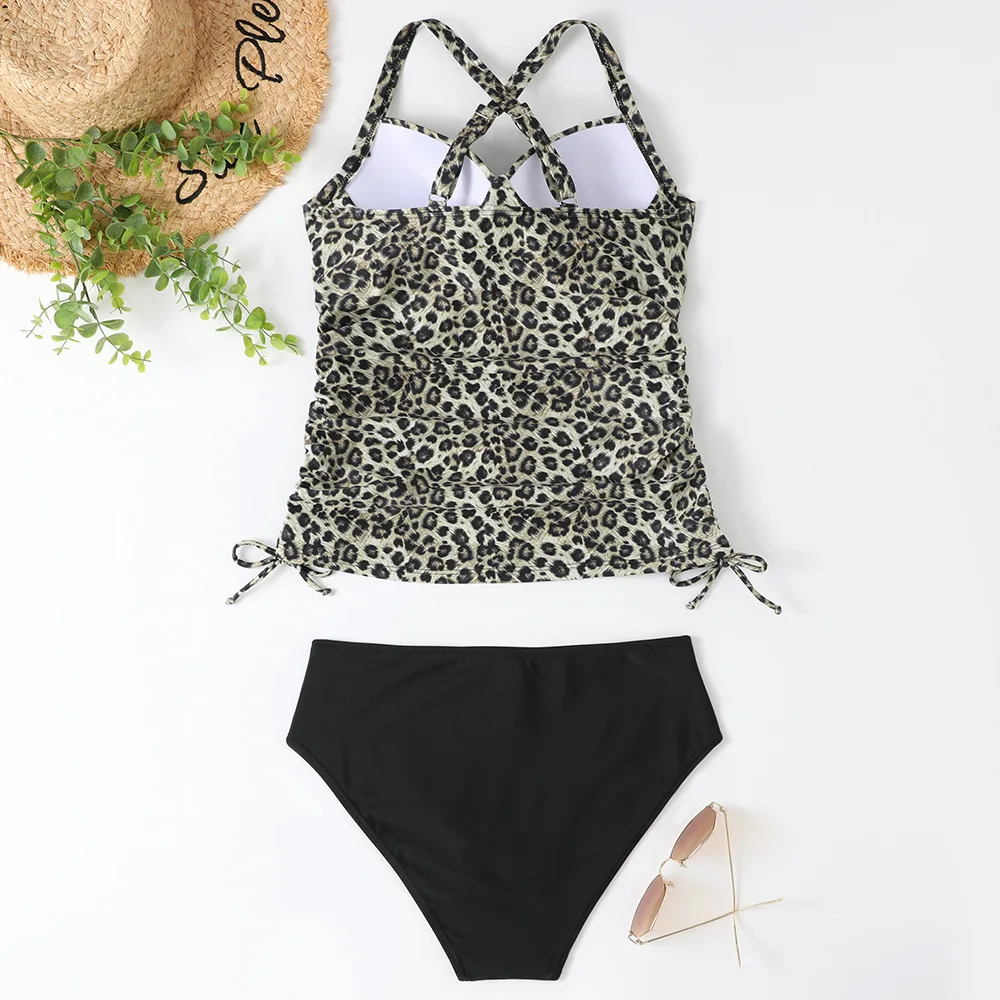 Summer Two Pieces Swimsuits Woman High Waisted Swimwear Female Tankini Sets Beach Wear Bathing Suit Sports Women Swimming Suit