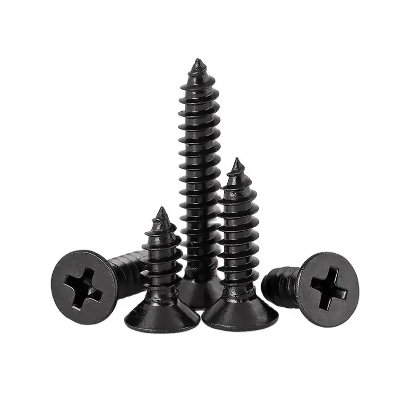 M1 M1.2 M1.4 M1.5 M1.6 M1.7 M1.8 M2 M2.3 M2.6 M3 M3.5 M4 Black Cross Flat Head Sheet Metal Screws Drill Wood Self-tapping Screws
