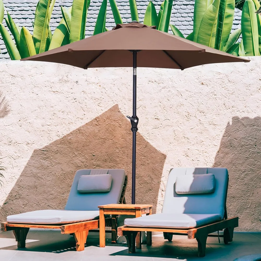 

Зонт для патио 7,5 футов с кнопкой наклона, ремнем и ручкой для открывания/закрывания, цвет кофейный