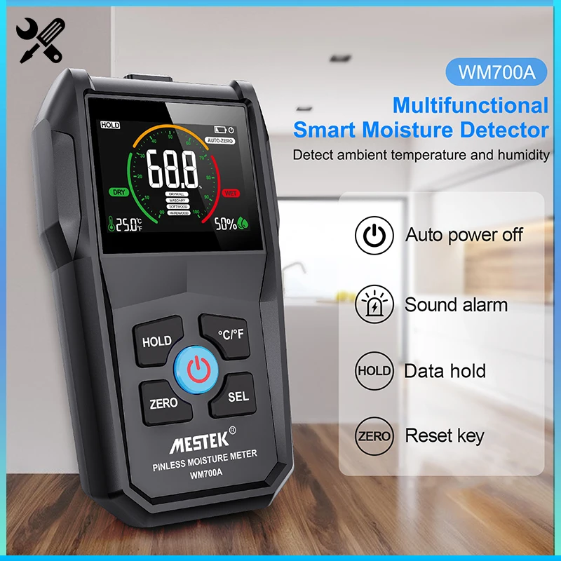 Non-destructive Digital Wood Moisture Meter Non-contact Timber Damp Detector Color Screen Digital Hygrometer Humidity Sensor