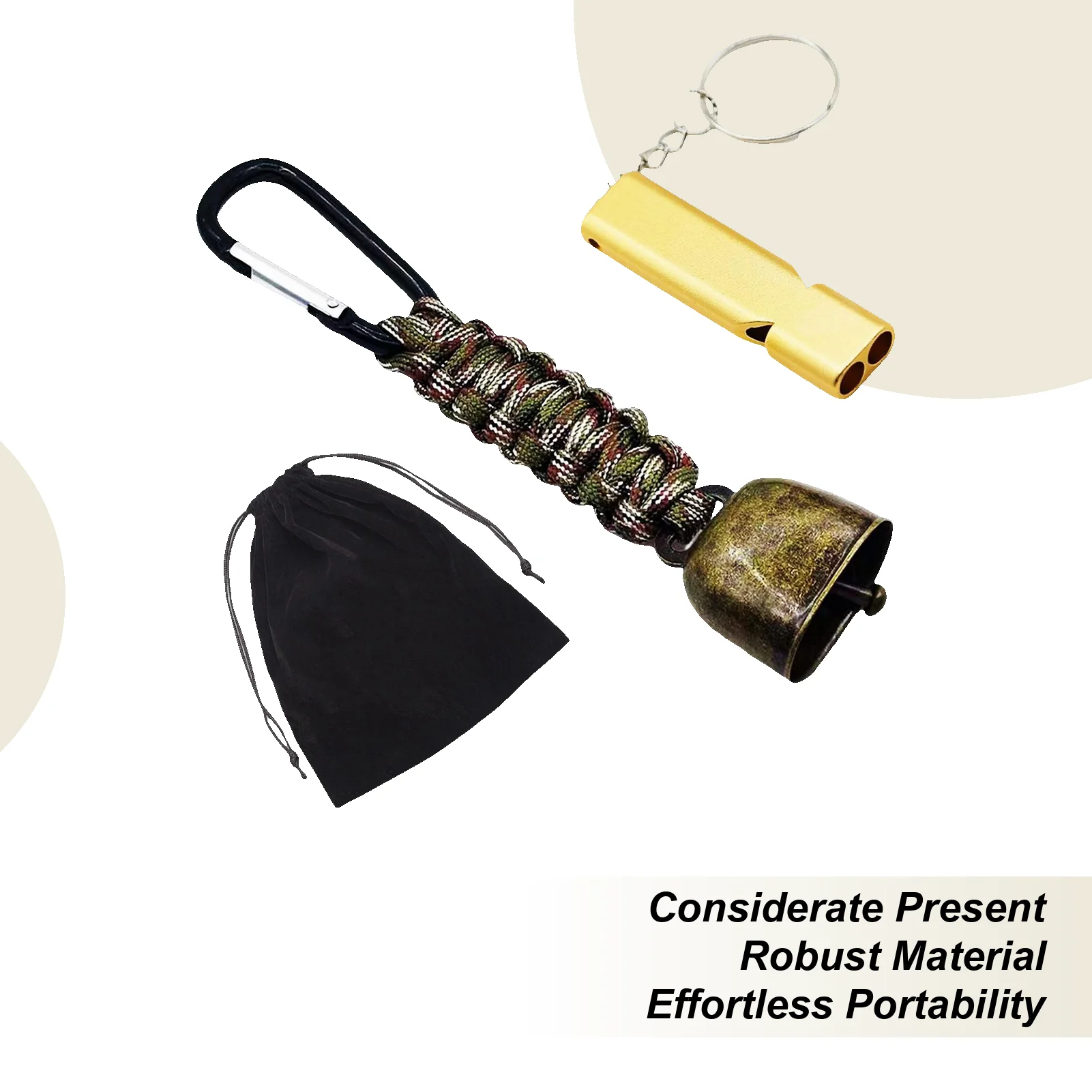 

2 in 1 Bear Bell & Survival Whistle Hiking Safety Gear for Wildlife Alert, Camping, Backpacking, Mountaineering