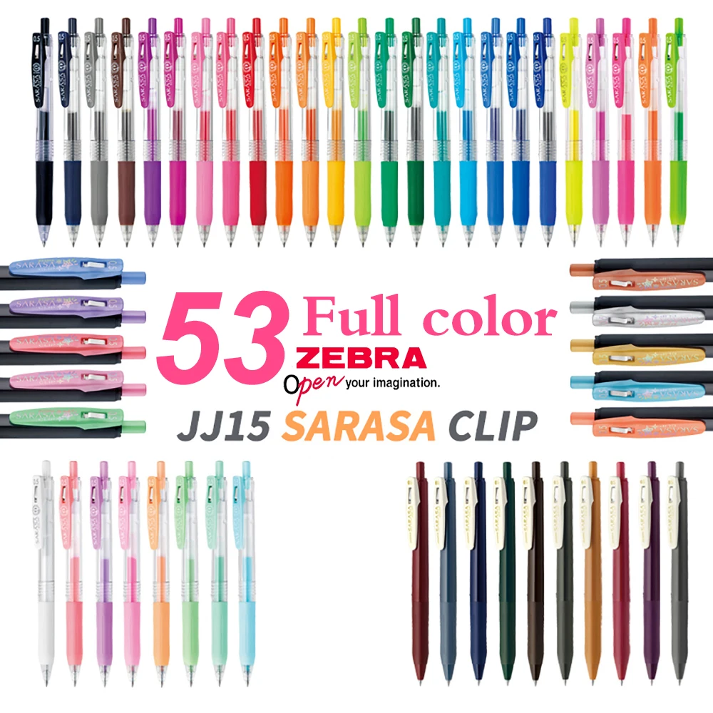 Full Set 53 Colors Zebra Sarasa Gel Pen JJ15 Juice Color 0.5mm Student Note Hand Account Dedicated Stationery School Supplies