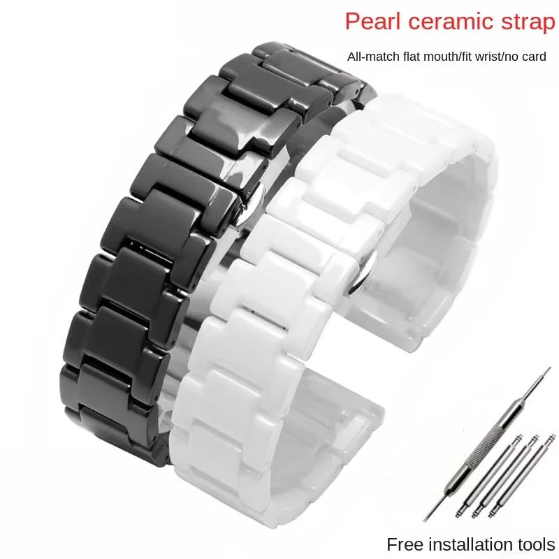 Ceramic Watch Strap Bracelet 14mm 15mm 16mm 17mm 18mm 20mm 21mm 22mm for Tissot Fossil Rossini Men Women Pearl Ceramic Watchband