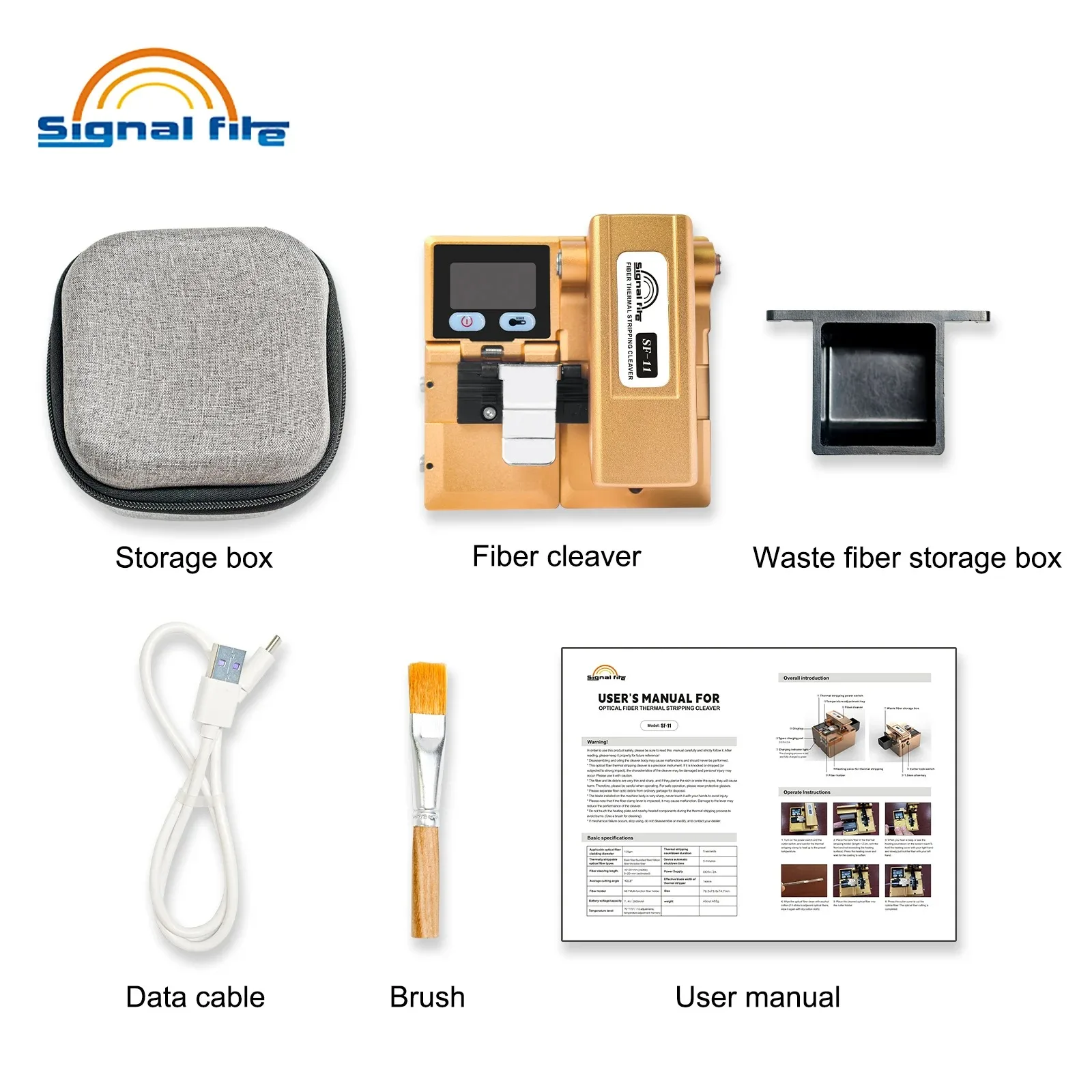 Signal Fire SF-11 Fiber Optic Cleaver And Heat Stripper Tool 2-in-1 Multi-Functional Fixture 0.6° Cutting Angle for Precision