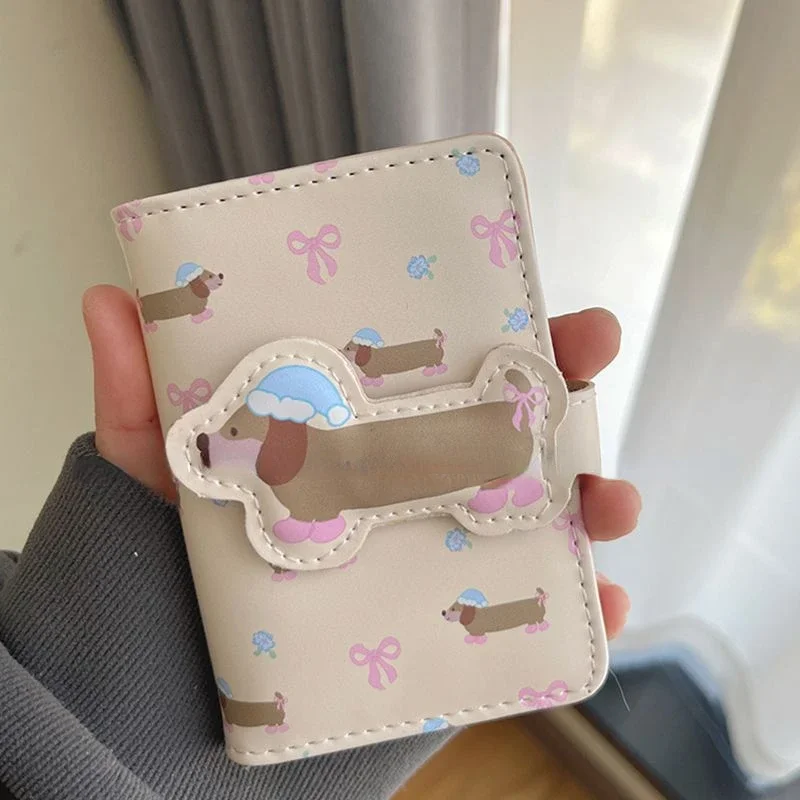 

BOMO Cute Wallets for Women Kawaii Dog Print Coin Purse Fashion Pu Leather Ins Pretty Purses Korean Style Short Card Wallet