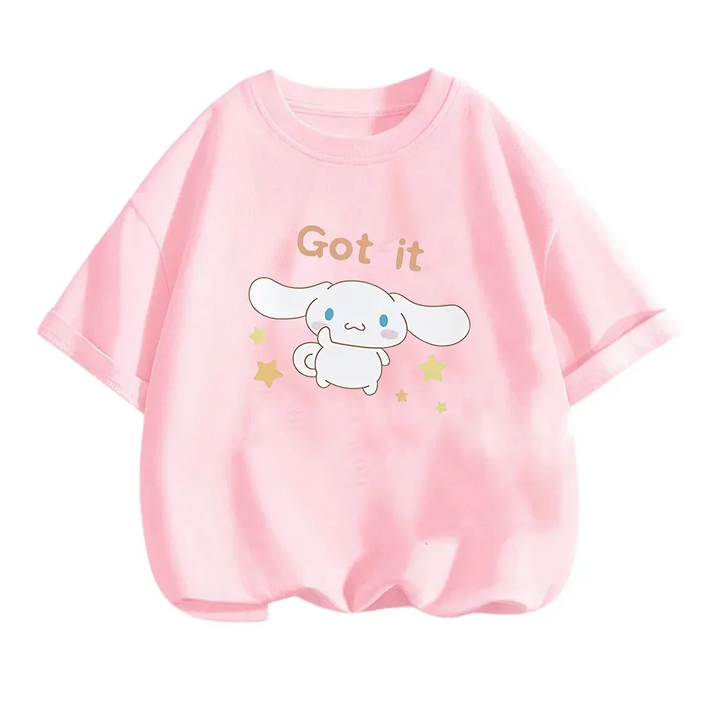 

Girls Cinnamoroll Summer T-shirts For Young Child Short-sleeved T-shirts Kid Party Tees Gifts Children Clothes Hot Sale Top 2025