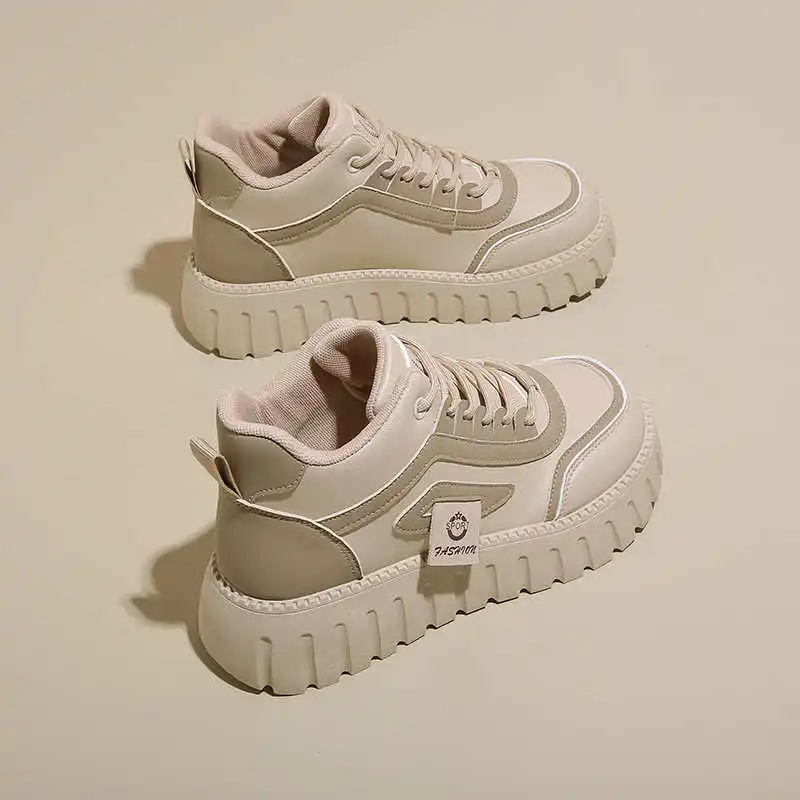 

Женские кроссовки на твердой подошве, высокие, для активного отдыха, бежевые, черные, спортивные, новинка, прямая поставка