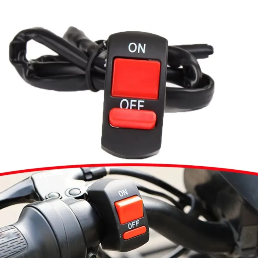 Universal Motorcycle Handlebar Flashing Switch Moto Light Switch ON OFF Button ATV Bike DC12V/10A Black Two Core Wire 1PC