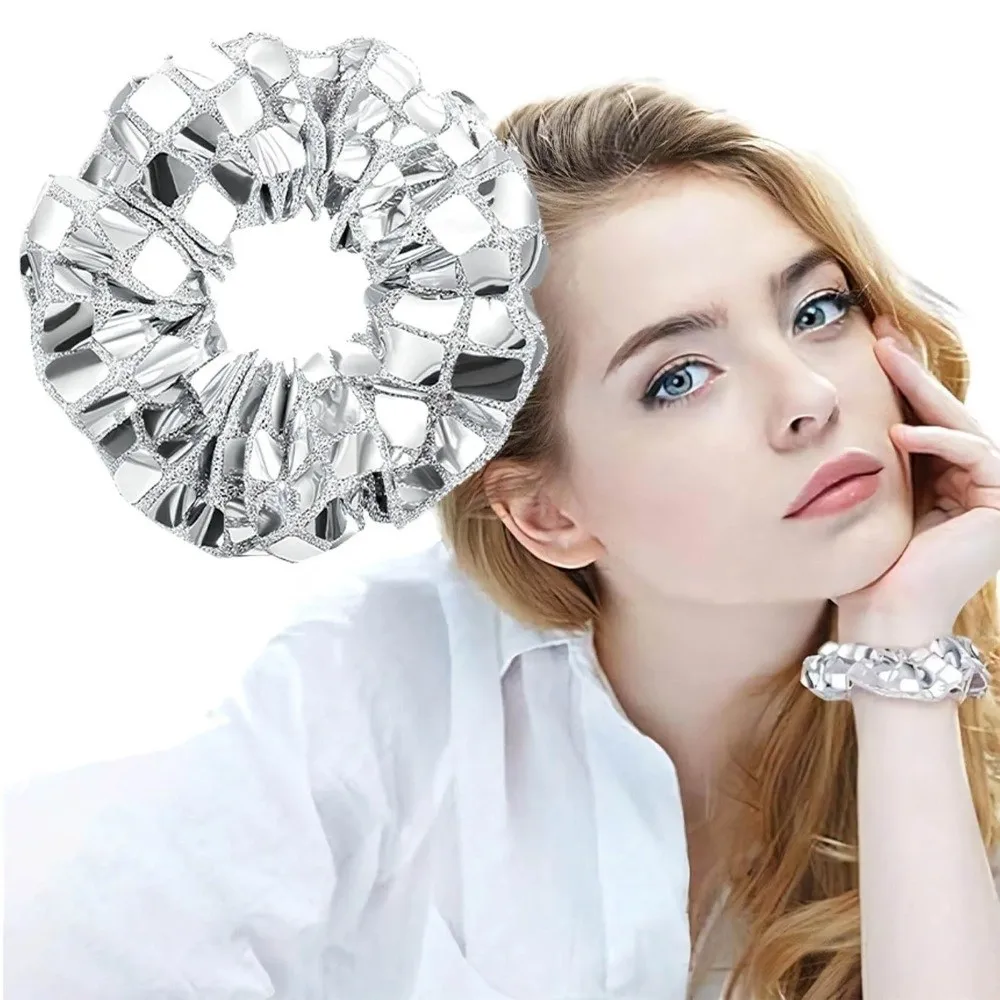 

6 шт., квадратная веревка для волос с блестками и блестками, супер блестящие плиссированные дизайнерские резинки, набор держателей для хвоста, ретро-дискотека