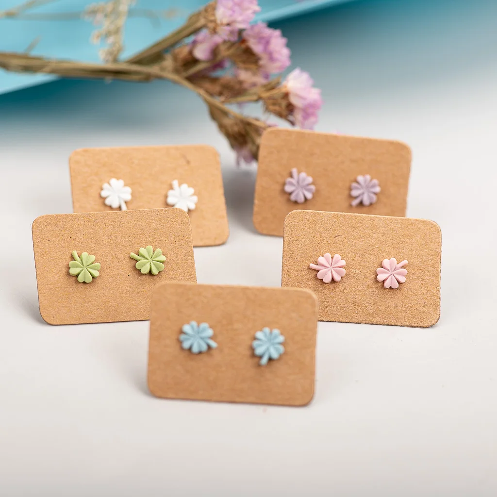 Forest Element Multicolor Small four-leaf Clover Ceramic Earrings Exquisite Porcelain Accessories Wholesale #LY217