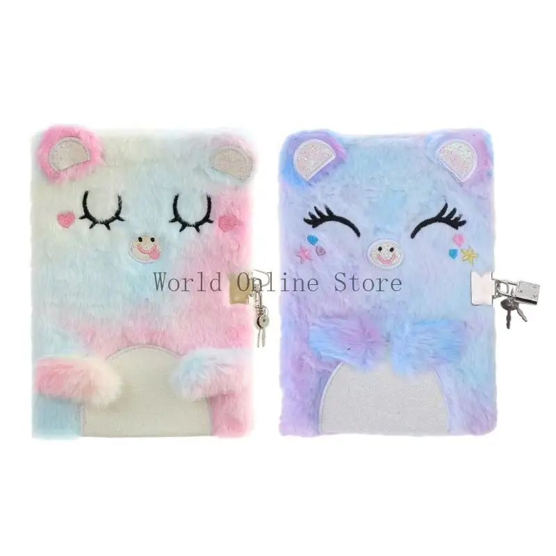 

Cartoon Plush Secret Diary with Lock and Keys, Kids Journal Notebook Daily Diary 87HC