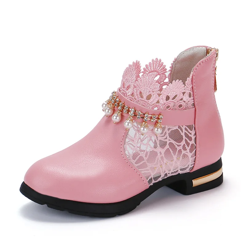 Zapatos NiñaGirl Leather Shoe New Lace Princess Shoes Fashion Ankle Boot Mesh Performance Shoe Lolita Shoes Kid Shoes Mary Jane