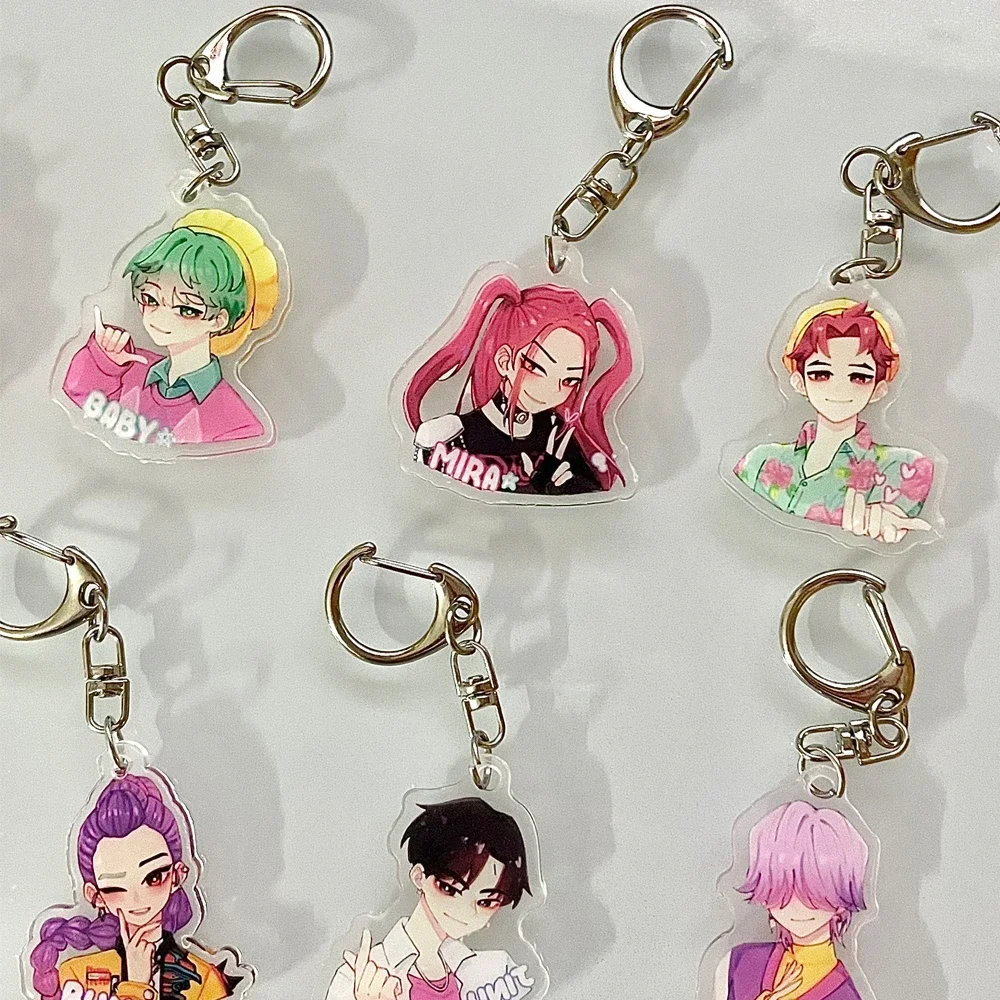 

！！8pcs Kpop Demon Hunters Huntrix Saja Boys Keychains Rumi Zoey Jinu Mira Sold My Soul Keyrings - Kpop Fans Accessories Jewelry