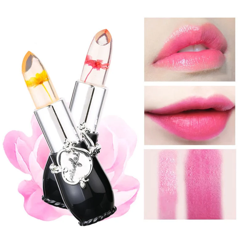 MINFEI bálsamo labial de gelatina transparente, lápiz labial con flor duradera, impermeable, cambio de Color, temperatura, maquillaje labial hidratante