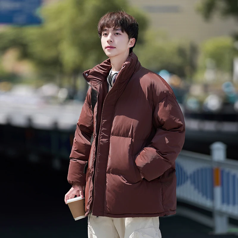 

Мужская утепленная зимняя хлопковая куртка с воротником-стойкой, теплая, повседневная, на молнии, прямого кроя