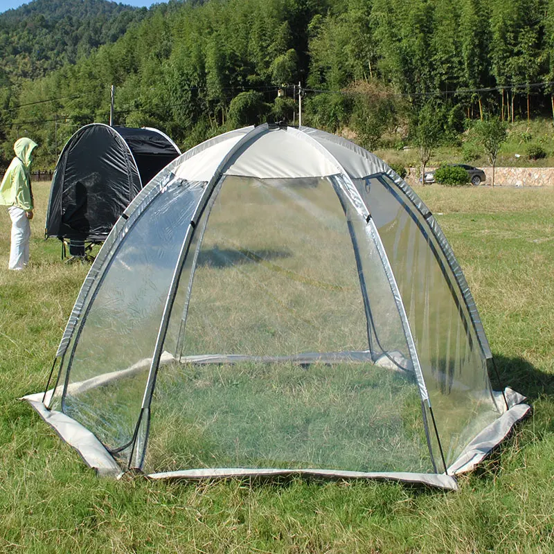 خيمة فقاعية واسعة تتسع لـ 6 أشخاص في الهواء الطلق، خيمة ألعاب شتوية شفافة للعائلة مع خيمة رياضية ببابين #3