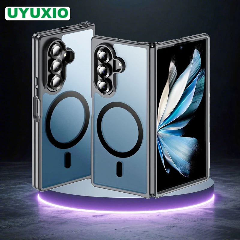 

UYUXIO для Samsung Galaxy Z Fold 7, магнитный чехол для мобильного телефона, полупрозрачные чехлы для беспроводной зарядки с магнитом, тонкий прочный чехол
