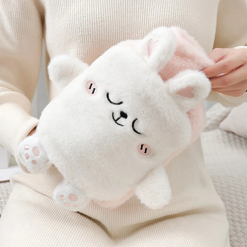 Kawaii Insulation Hot Water Bottle Bag Plush Rubber Hand and Foot Belly Warmer Explosion-proof Hot Water Bag for Women Period