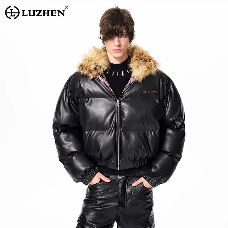 LUZHEN 2025 Winter Fashion Original Reversible Wear Design Embroidery Pattern Padded Coat Men Thickened Warm Parka Jacket JY5756