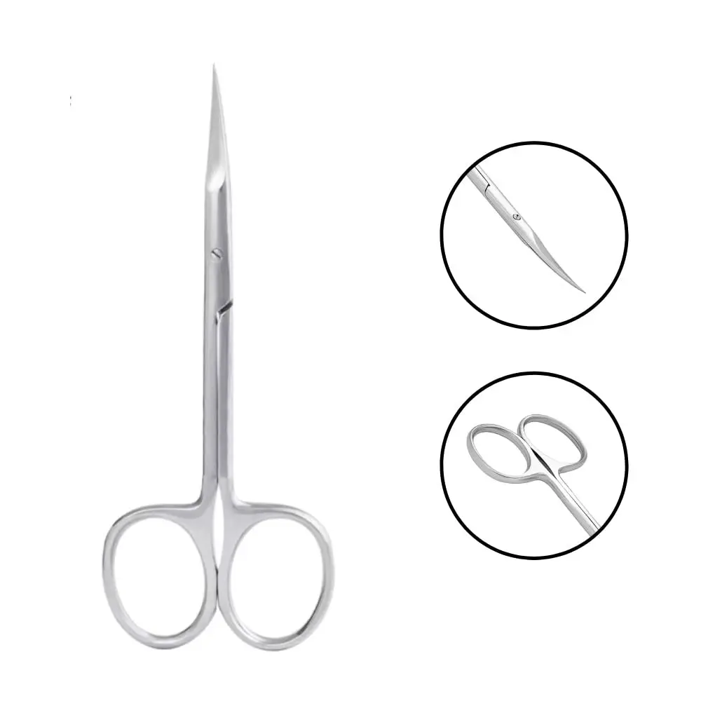 Cuticle Nail Scissors Sharp Curved Multi-Purpose Stainless Steel Beauty Scissors Manicure Cutter for Nails Eyebrow Eyelash