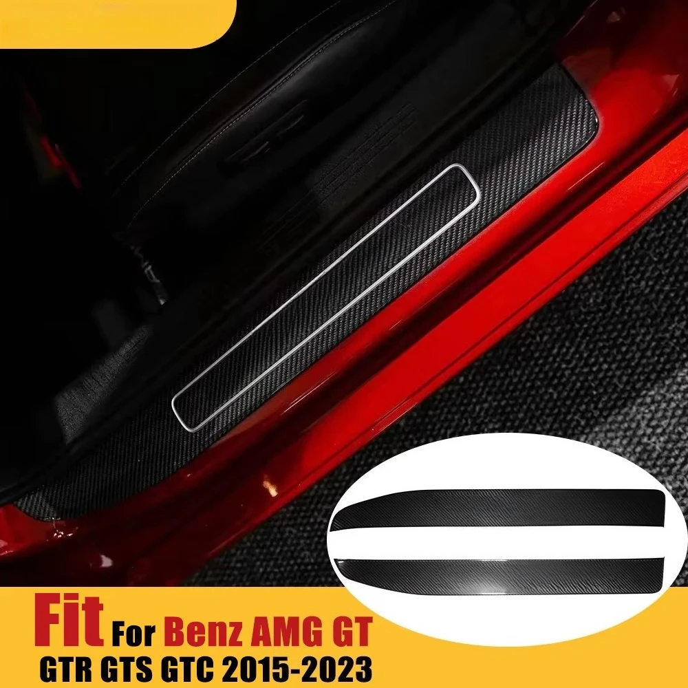 SUNMAX for GT GTR GTS GTC C190 R190 2015-2023 Real Carbon Fiber Car Interior Door Sill Protect Plate Cover