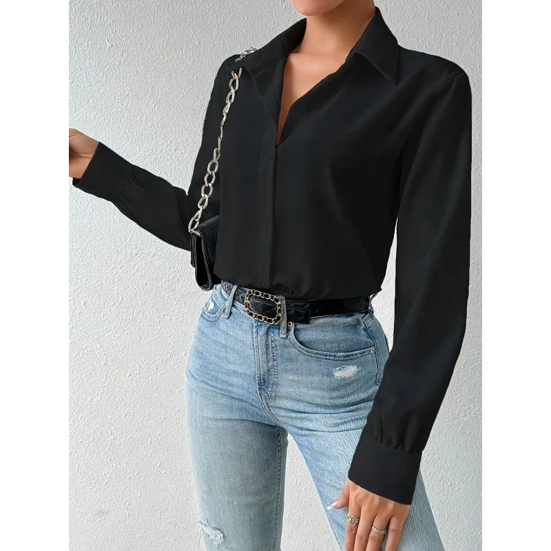 

Women'S Solid Color Long Sleeve Shirt Bodysuit