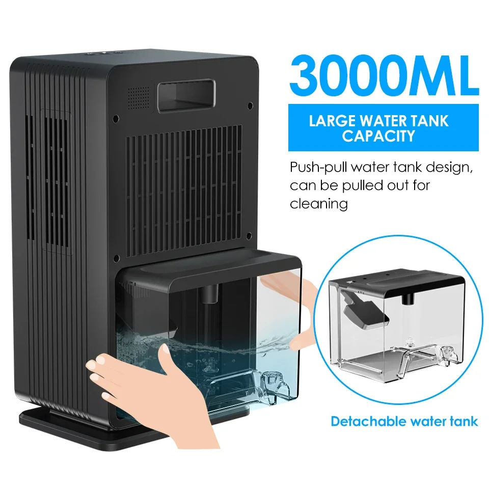 2024 Newest Design Portable Small Home Dehumidifier 3L for Basement Wardrobe Bathroom