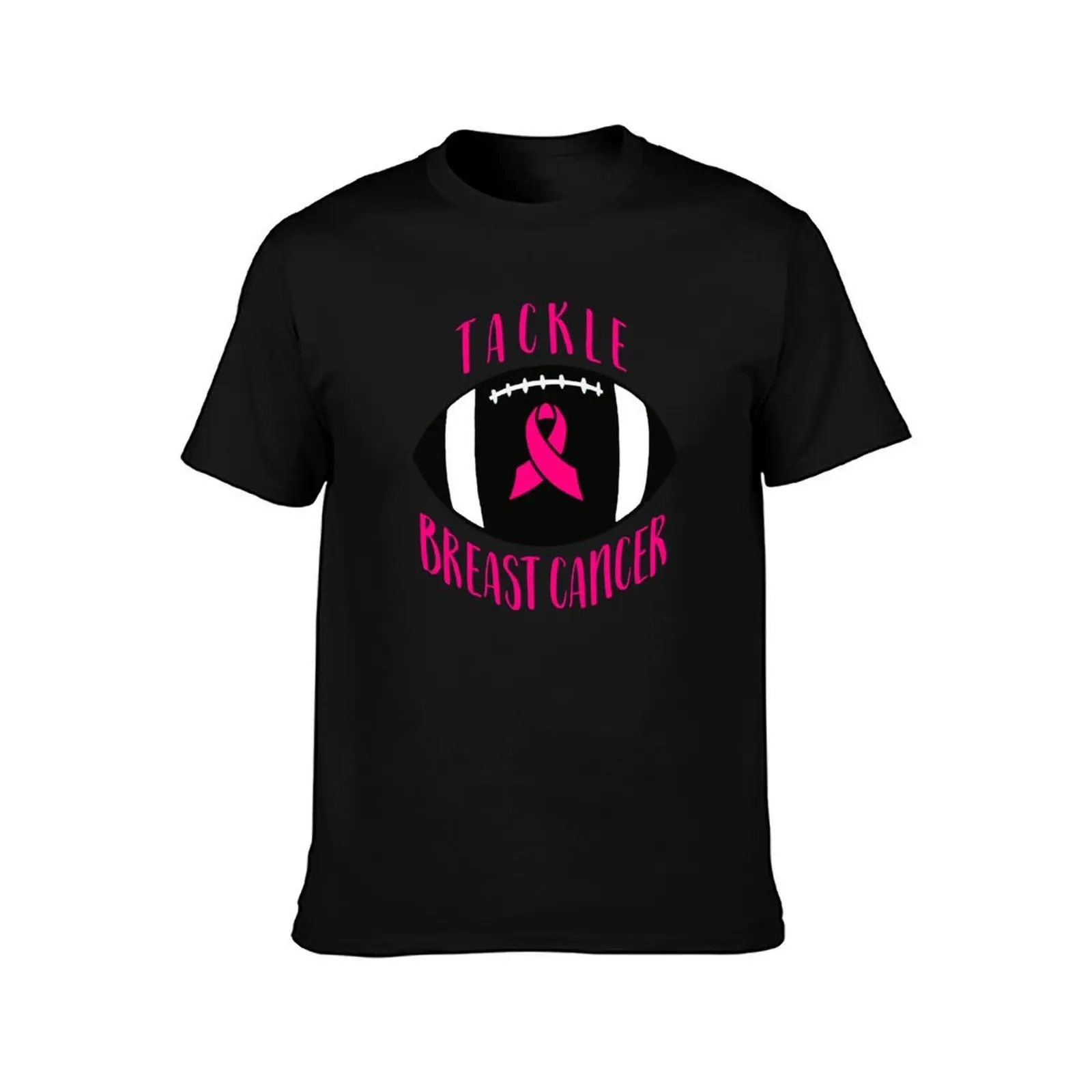 Tackle Breast Cancer Football Design T-Shirt, Summer Casual Cotton Tee, Oversized Streetwear Tops, Vintage Graphic Print
