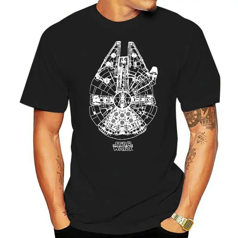 Official Merch - Mens T-Shirt - Millenium Falcon Print - Black