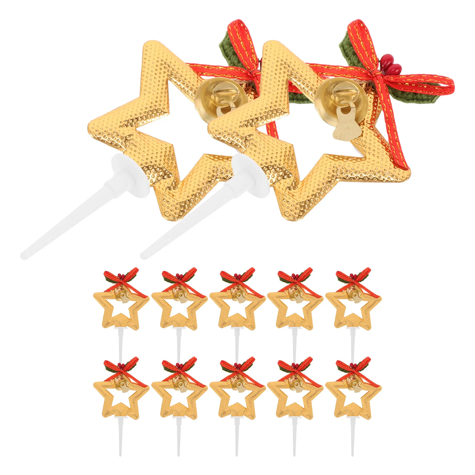 

50pcs Star Shaped Cake Toppers Plastic Picks Christmas Party Supplies Cupcake Decor Safe Food Use Festive Dessert