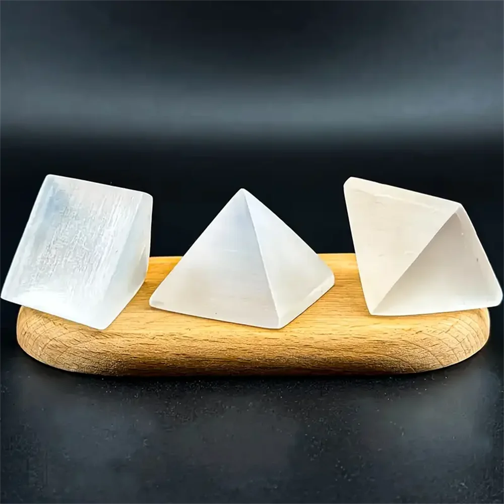 1pc Clear Selenite Pyramid Decor - Natural Crystal Irregular Shape, Bohemian Style Home & Office Decoration for Holidays