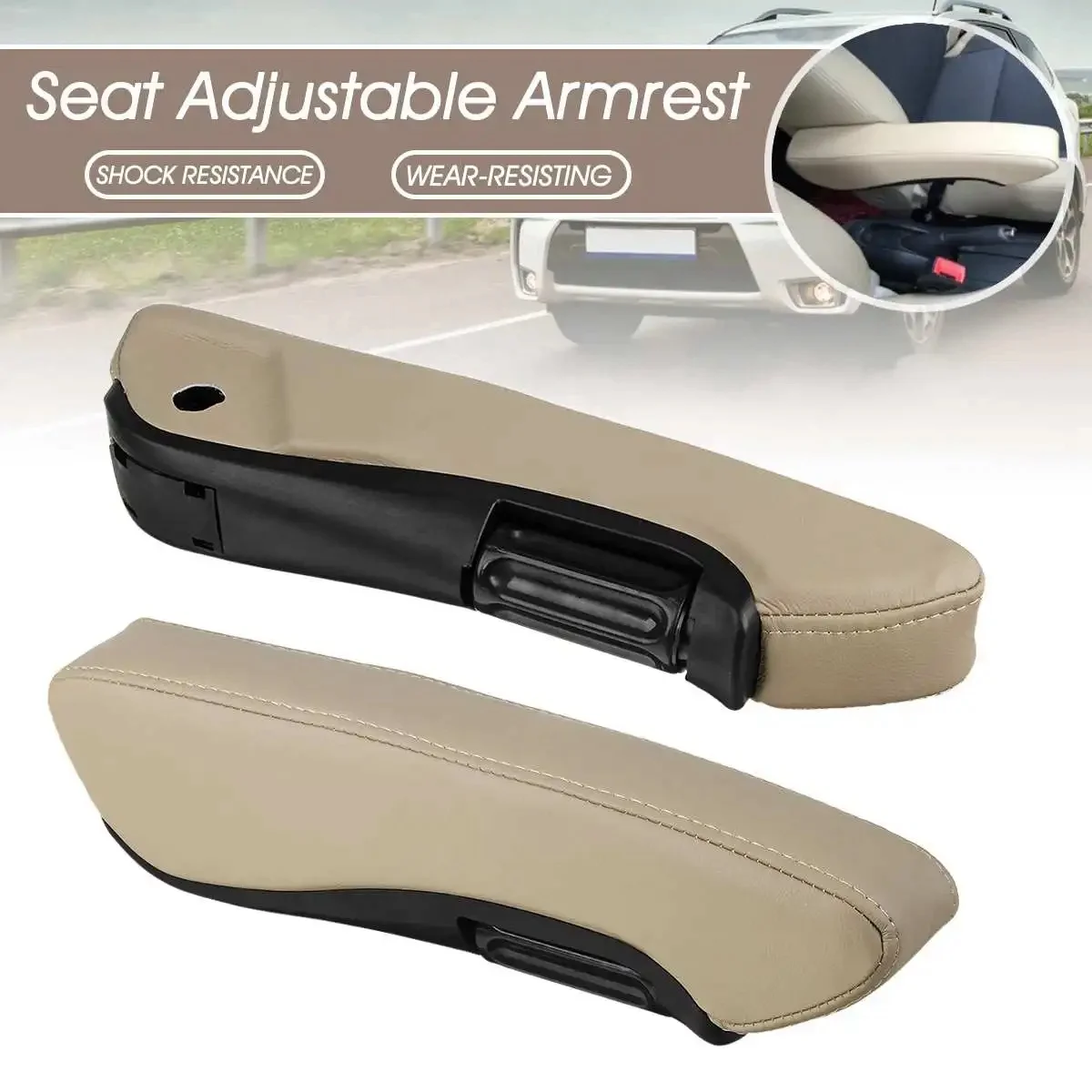 Truck Universal Armrest Seat Adjustable Car Center Console Arm Rest Box Interior Accessories Leather Right Side