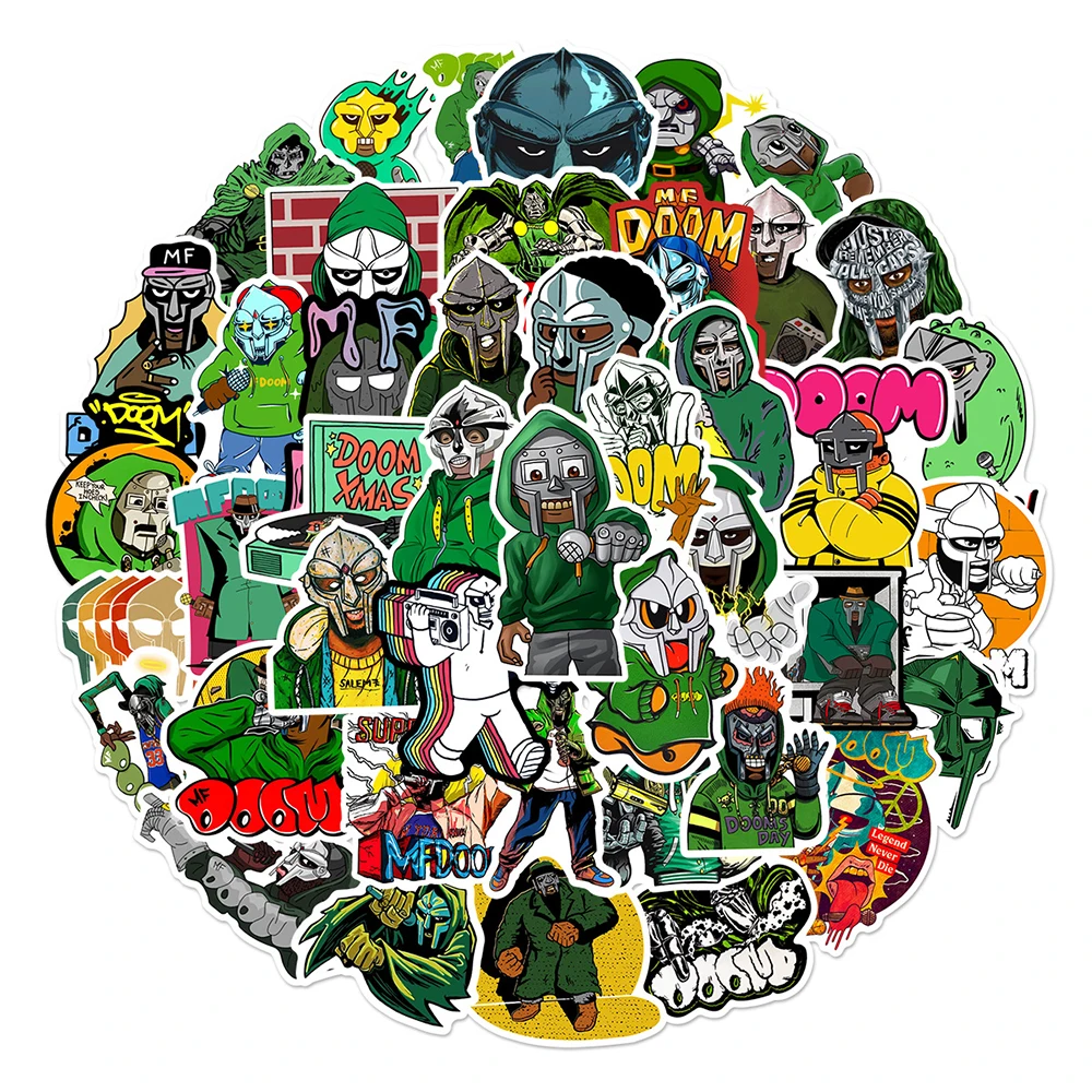 10/30/50pcs Rapper My Doom Cartoon Stickers Cool Hip Hop Singer Graffiti Sticker Waterproof DIY Laptop Phone Skateboard Decals