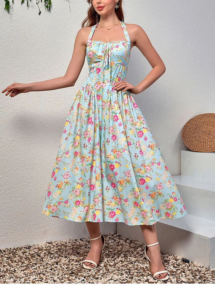 NewAsia Damen Rosa Blumenmuste – Sundress Midi Floral Bewertung und Preis